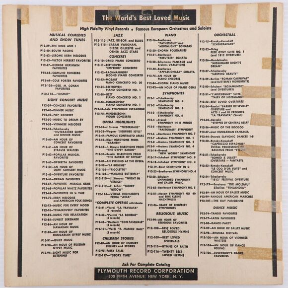 Beethoven - Pastoral Symphony #6 In F Major - 1952 12" LP Vinyl Record P12-5 - Picture 2 of 16